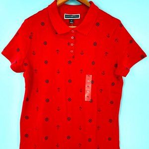 Petite Printed Sailor Polo Top From Karen Scott